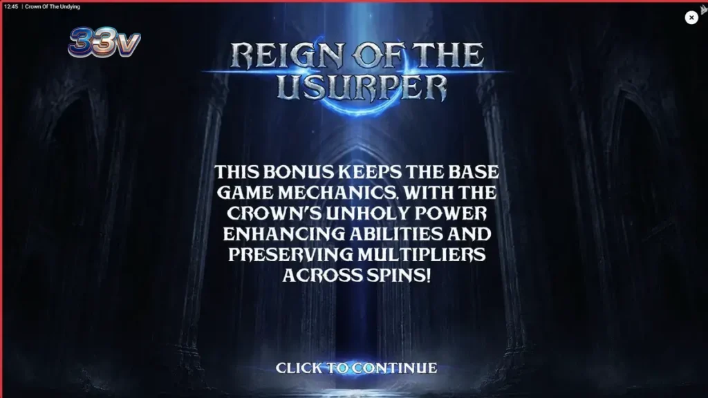 Tampilan antarmuka mobile slot Crown of the Undying dengan tema fantasi gelap