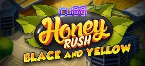 Tampilan visual grid heksagonal dalam permainan slot Honey Rush Black and Yellow
