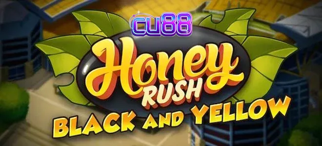 Tampilan visual grid heksagonal dalam permainan slot Honey Rush Black and Yellow